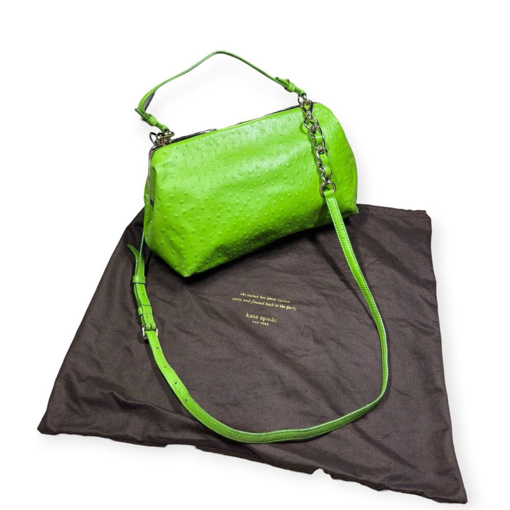 Kate Spade Ostrich Leather Satchel Madeline Victoria Falls Lime Green Crossbody